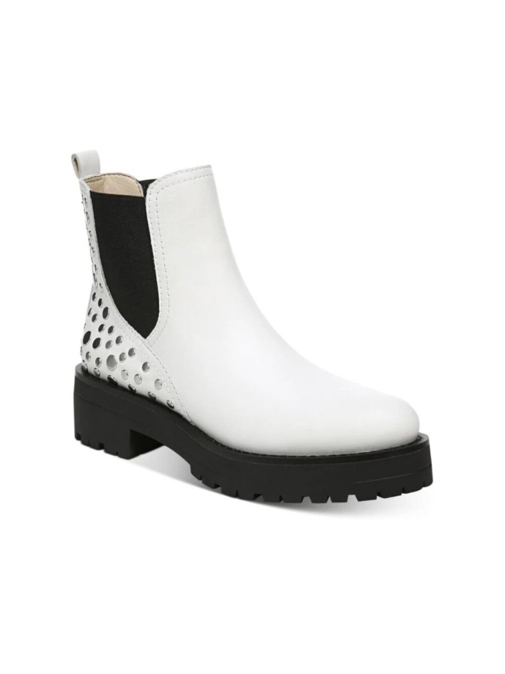 Sam Edelman Jalyn White Leather Studded Chelsea Boots 9.5 EUC